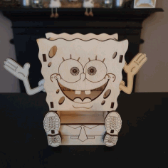 Spongebob Desk Tidy With Drawer Laser Cut Free Vector File