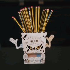 Spongebob Desk Tidy With Drawer Laser Cut Free DXF File
