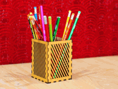 Square Pen Holder Template 3mm Laser Cut Free DXF File
