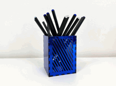 Square Pencil Cup Laser Cut Free Vector File