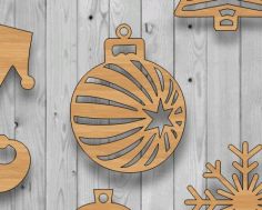 Star Christmas Bauble Decoration Wooden Hanging Ornament Laser Cut Free Vector File