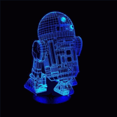 Star Wars r2 d2 Robot 3d Led Night Light Template Free Vector File