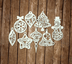 Steampunk Christmas Ornaments Laser Cut Free Vector File