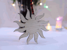Sun Christmas Wooden Ornament Laser Cut Free Vector File