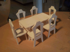 Table And Chair Wooden Free DXF File