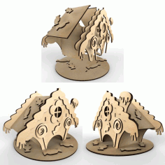 Tea House Hut no. 1 Vector Layout For Laser Cutting Free DXF File