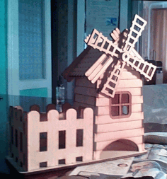 Tea House Mill For Laser Cut Free Vector File