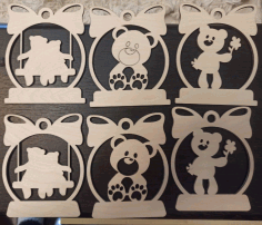 Tiger And Bear Ornaments Wooden Toys For Laser Cut Free Vector File, Free Vectors File
