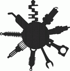 Tools Clock Free DXF File