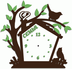 Tree With Birds Clock Template For Laser Cut Free Vector File