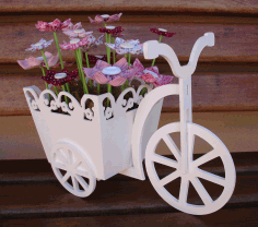 Tricycle Bike Flower Basket Laser Cut Free Vector File