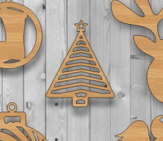 Unfinished Wood Christmas Tree With Star Cutout Laser Cut Free Vector File