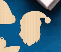 Unfinished Wood Santa Claus Head Shape Christmas Decor Laser Cut Free Vector File