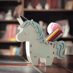 Unicorn Pen Stand Unicorn Desk Organizer Laser Cut Free Vector File