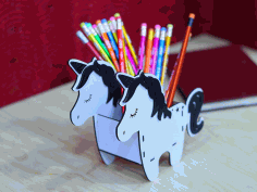 Unicorn Pencil Box Pen Holder For Kids 3mm Laser Cut Free Vector File