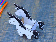Unicorn Pencil Box Pen Holder For Kids 3mm Laser Cut Free DXF File