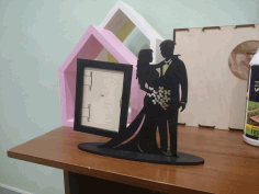 Valentine Couple Laser Cut Photo Stand Free Vector File