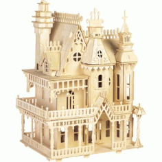 Villa House For Laser Cut Free Vector File