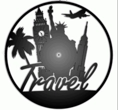 Vinyl Clock Travel Laser Cut Ideas Free Vector File