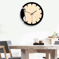 Wall Clock Modern Design Decorative Woodpecker Style For Laser Cut Free Vector File
