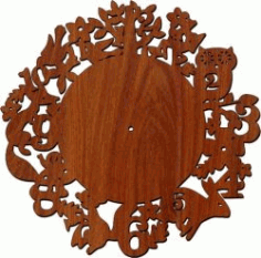 Wall Clock Of Animals In The Forest For Laser Cut Plasma Free Vector File