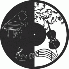 Wall Clock Pianno Free DXF File