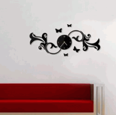 Wall Clock With Butterflies On A Branch For Laser Cut Cnc Free Vector File