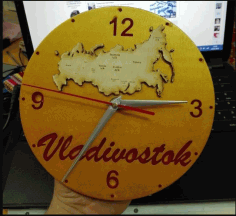 Wall Clock With Russia Map For Laser Cut Free Vector File