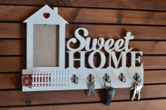 Wall Key Holder With Fence For Laser Cut Free Vector File