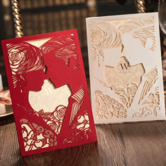 Wedding Card For Laser Cut Free Vector File