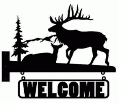 Welcome Moose Silhouette Free DXF File, Free Vectors File