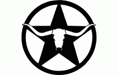 Western Longhorn Star Wall Art Free DXF File