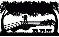 Windmill Animals Scene Free DXF File