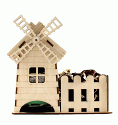 Windmill Tea House Template For Laser Cut Free Vector File, Free Vectors File