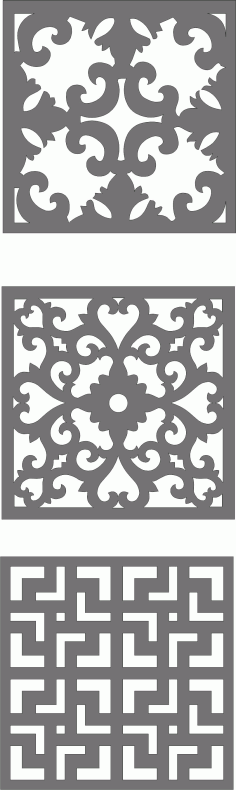 Window Jali Seamless Screen Panels Set Free DXF File