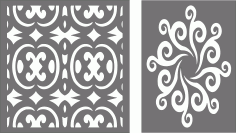 Window Lattice Floral Seamless Panels Set Free DXF File