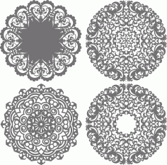 Window Lattice Round Seamless Designs Set For Laser Cut Free Vector File