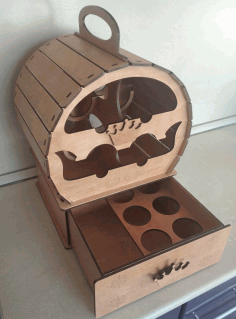 Wine Barrel Mini Bar For Laser Cut Free Vector File