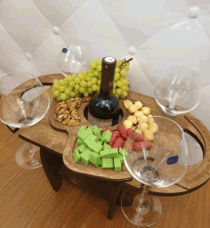 Wine Bottle Glass Holder Wine Table For Laser Cutting Free Vector File
