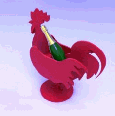 Wine Bottle Holder Rooster For Laser Cut Cnc Free DXF File