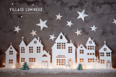 Winter Village Home Decor Idea For Laser Cut Free Vector File