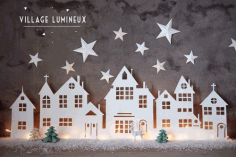 Winter Village Home Decor Idea Laser Cut Free Vector File
