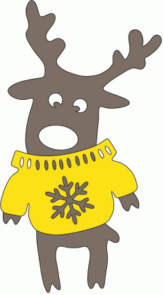Wood Craft Deer In Sweater Laser Cut Free Vector File