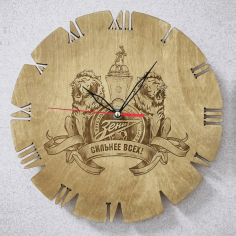 Wood Engraved Football Club Zenit Wall Clock Gift Laser Cut Free Vector File