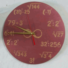 Wood Engraved Maths Equation Wall Clock Laser Cut Free Vector File