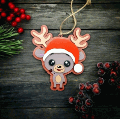 Wood Hanging Christmas Ornament Laser Cut Free Vector File