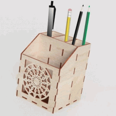 Wood Pencil Holder Office Desk Organizer Laser Cut Free Vector File