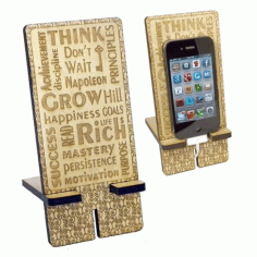 Wood Phone Stand With Inspirational Words Engraving Art Laser Cut Free Vector File, Free Vectors File