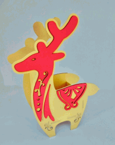 Wood Reindeer Pencil Holder Template For Laser Cutting Free Vector File