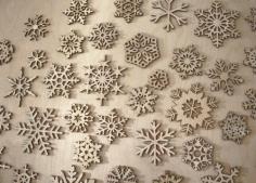Wood Snowflake Ornaments Laser Cut Free Vector File